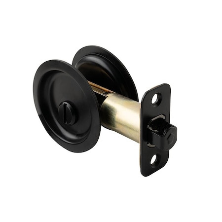 Pamex Privacy Round Sliding Door Lock with 2-3/8in Backset Standard Matte Black Finish PF2910